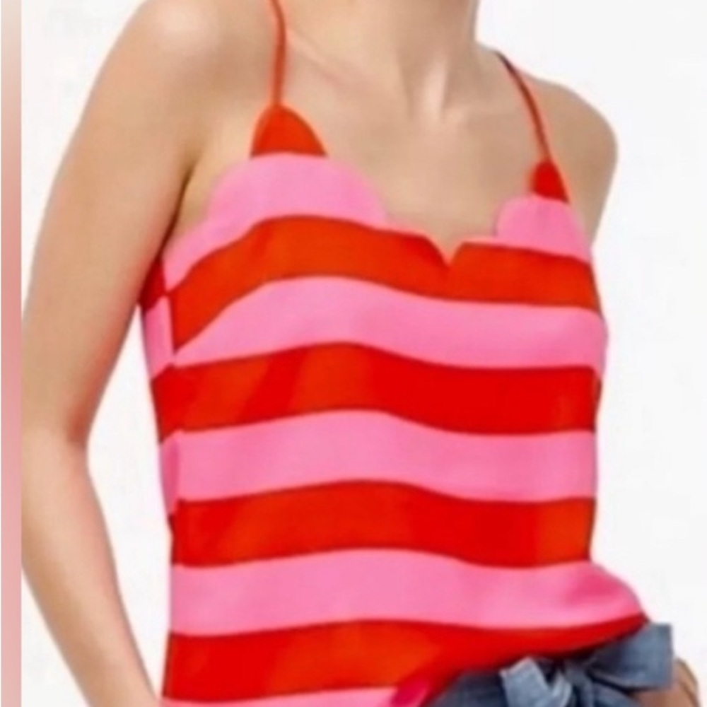 J. Crew Pink and Red Striped Camisole